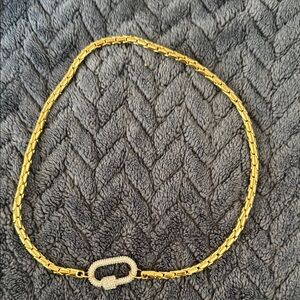Gold plated Chain Necklace with Silver pave carabiner